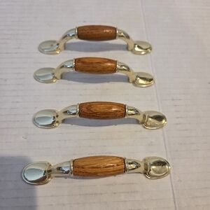4 Country Style Drawer Handle Pull Pulls Kitchen Bathroom Wood Grain Gold Metal